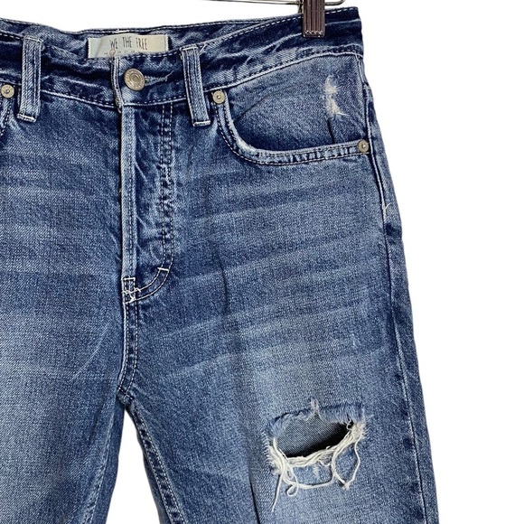 We The Free Free People Medium Blue Wash Cropped Folded Hem Distressed Jeans 25 - Picture 7 of 16